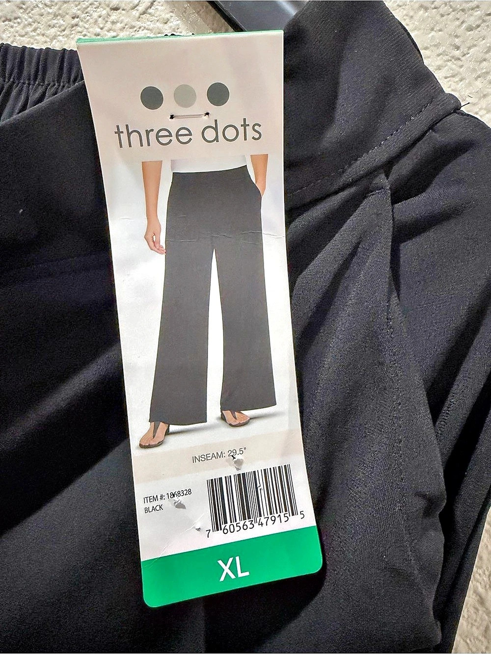 three dots Wide Leg Pant Pants in Black Size XL NWT - Picture 5 of 9